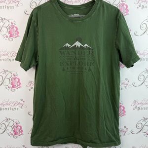 Eastern mountain sports T-shirt wander and explore Olive Green Graphic T-Shirt